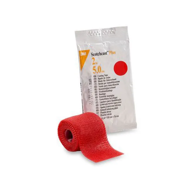 Bandă sintetică rigidă 3M Scotchcast Plus 5 cm × 3,65 m, roșie (cutie 10 buc)