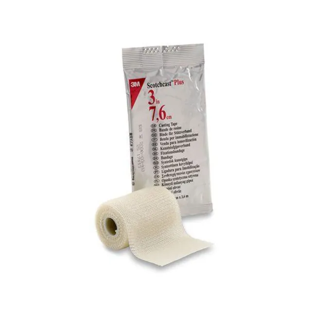 Bandă sintetică rigidă 3M Scotchcast Plus 7,5 cm × 3,65 m, albă (cutie 10 buc)