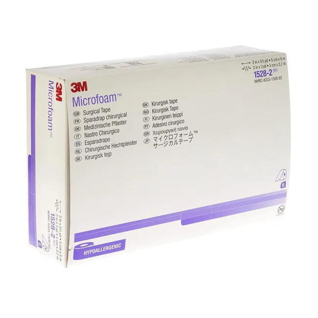 Bandă adezivă chirurgicală elastică 3M Microfoam 50 mm × 5 m (cutie 6 buc)