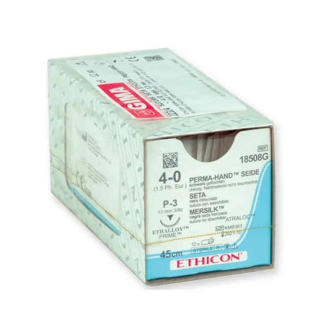Ață de sutură neresorbabilă din mătase Ethicon Perma-Hand 4/0, ac 13 mm P-3 prime (cutie 12 buc)