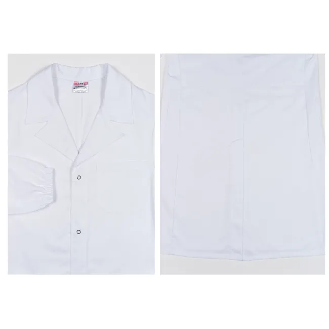 Halat medical alb unisex din bumbac 100%, cu capse, mărimea 46
