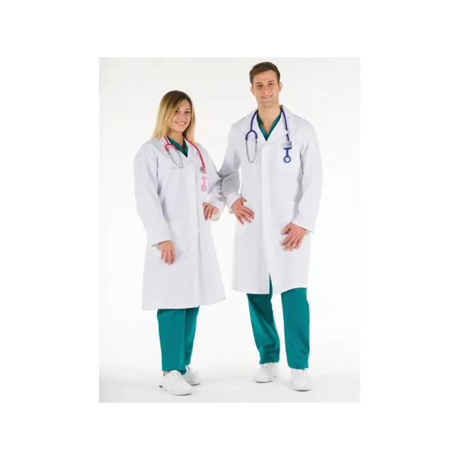 Halat medical alb pentru bărbați, bumbac 100%, mărimea 46