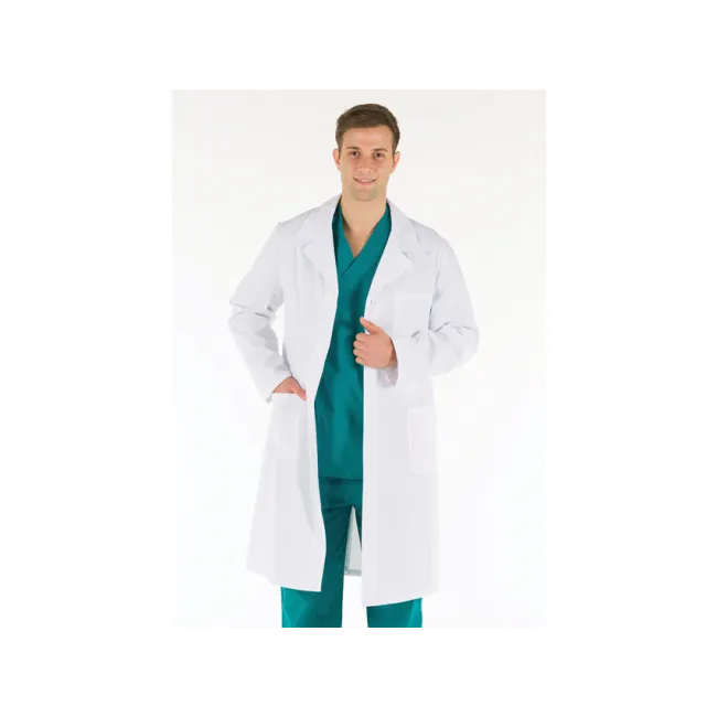 Halat medical alb pentru bărbați, mărimea 58 (XXL), bumbac 100%