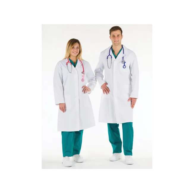 Halat medical alb din bumbac pentru femei, mărimea 54 (1 buc)