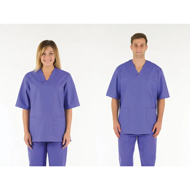 Bluză medicală unisex din bumbac 100%, albastru indigo, mărimea L