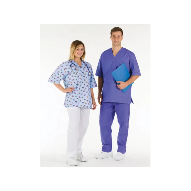 Bluză medicală unisex din bumbac 100%, albastru indigo, mărimea L