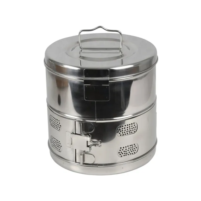 Tambur de sterilizare din inox AISI304, diametru 240 mm, înălțime 240 mm (1 buc)