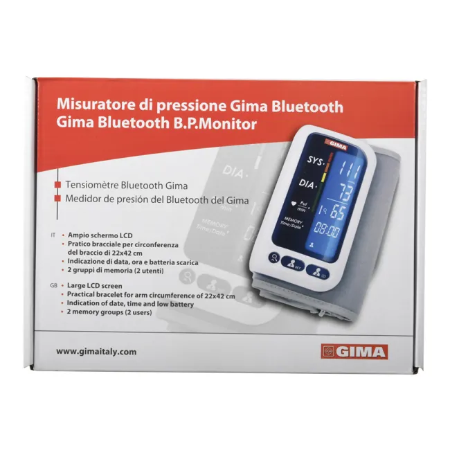 Tensiometru digital Bluetooth Gima P10 cu tehnologie fără furtun, ecran LCD retroiluminat