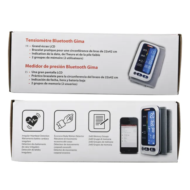Tensiometru digital Bluetooth Gima P10 cu tehnologie fără furtun, ecran LCD retroiluminat