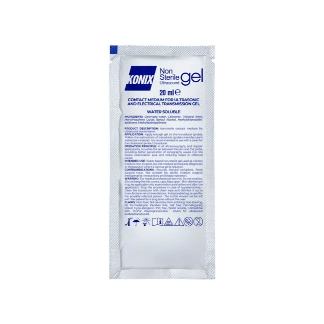 Gel pentru ecografie în plicuri de 20 ml, transparent, hipoalergenic (cutie 200 buc)