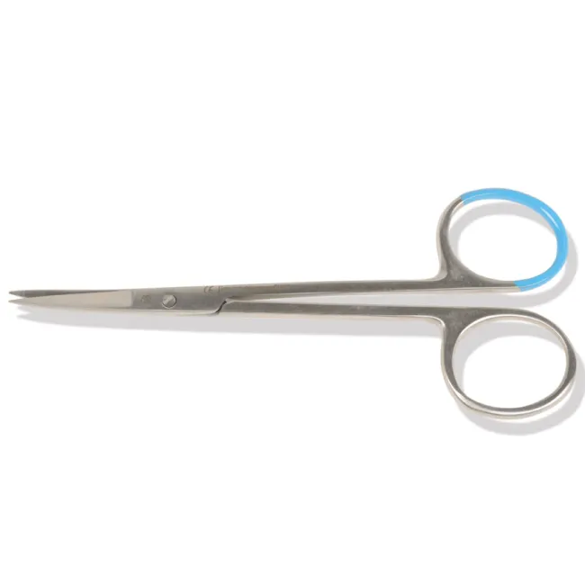 Foarfece Iris sterile cu vârfuri ascuțite, curbate, 11,5 cm (cutie 25 buc)