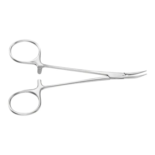 Pensă hemostatică Micro-Halsted Aesculap curbată 12,5 cm BH109R