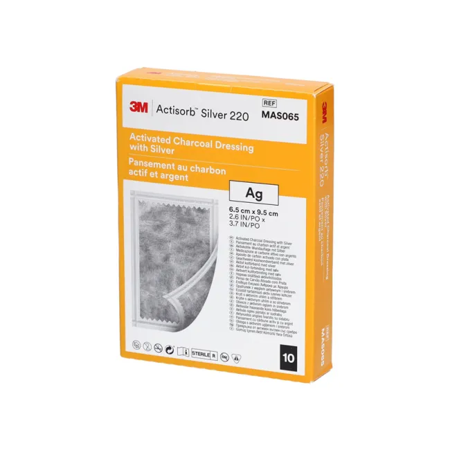 Pansament cu cărbune activ și argint 3M Actisorb Silver 220, 6,5 × 9,5 cm (cutie 10 buc)