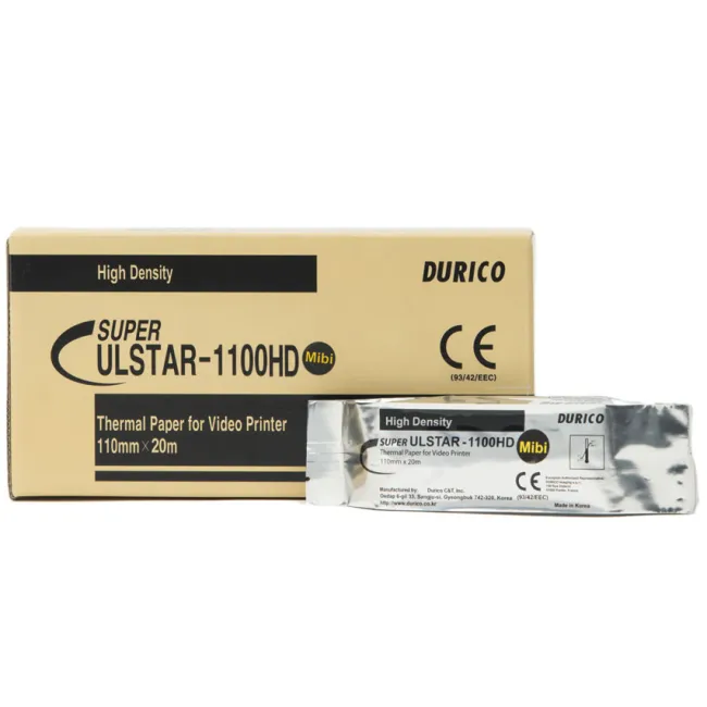 Hârtie termică pentru videostampante Durico compatibilă Mitsubishi K65HM/KP65HM, 110 × 20 m (cutie 5 buc)