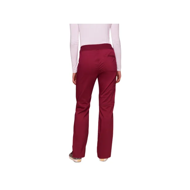 Pantaloni medicali damă Cherokee Revolution cu elastic în talie, mărimea M, culoare wine (1 buc)