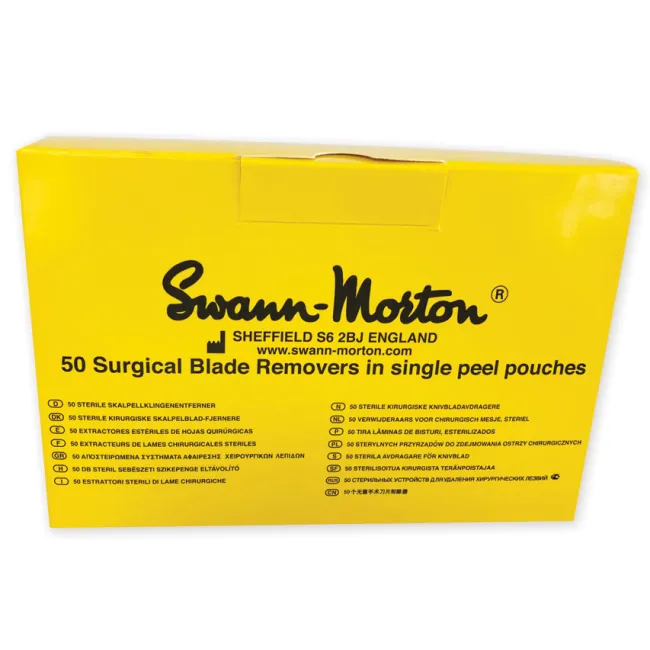 Dispozitiv de îndepărtat lame de bisturiu Swann-Morton, steril (cutie 50 buc)