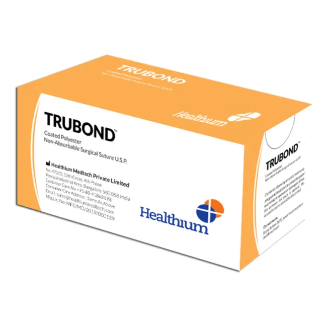 Fir de sutură chirurgical neabsorbabil TRUBOND calibru 5, ac trocar 55 mm, 100 cm, verde (cutie 12 buc)