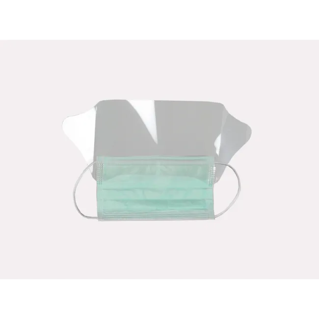 Mască chirurgicală MASKOP cu vizor panoramic, benzi elastice auriculare, verde, antiaburire (cutie 50 buc)