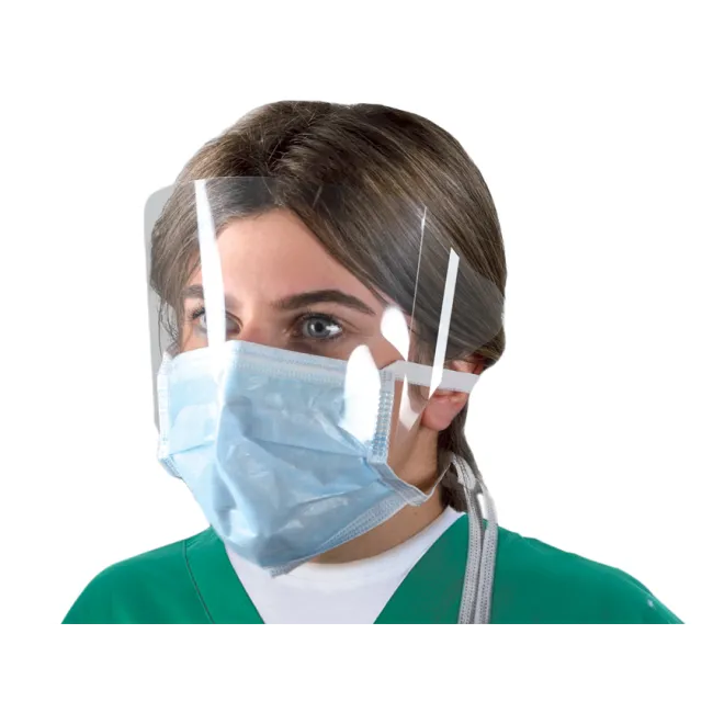 Mască chirurgicală MASKOP cu vizor înveliș, antiaburire, rezistentă la stropire, legături (cutie 50 buc)
