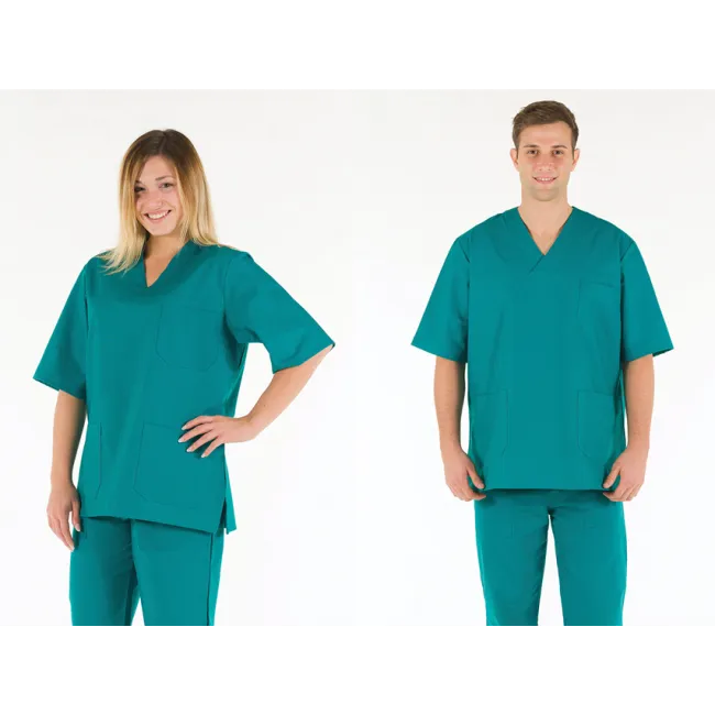 Bluză medicală unisex din bumbac 100% verde, mărimea XXL