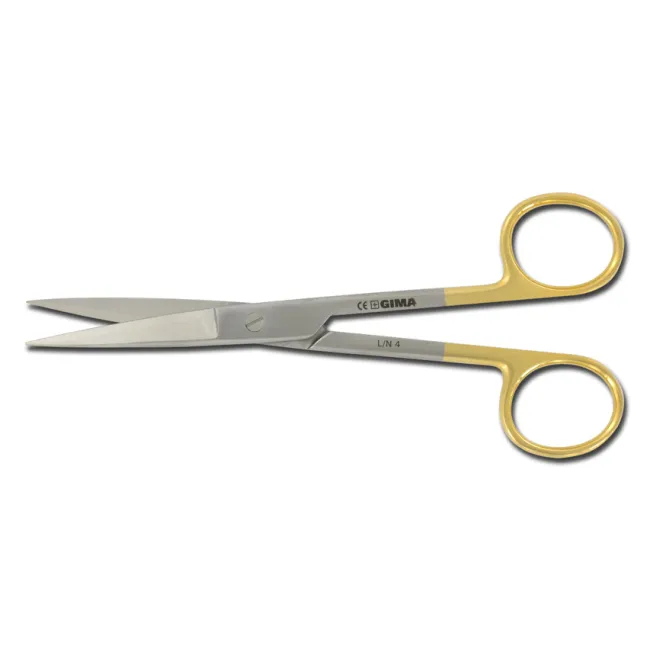 Foarfece chirurgicale drepte cu vârfuri ascuțit/ascuțit Gold Line, carbură de tungsten, 14,5 cm (1 buc)