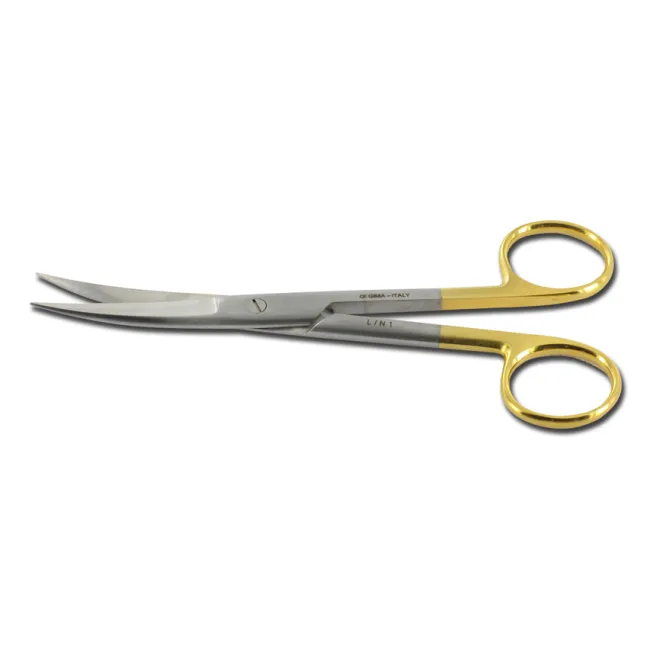 Foarfece chirurgicale curbe cu vârfuri ascuțit/ascuțit Gold Line, carbură de tungsten, 14,5 cm (1 buc)