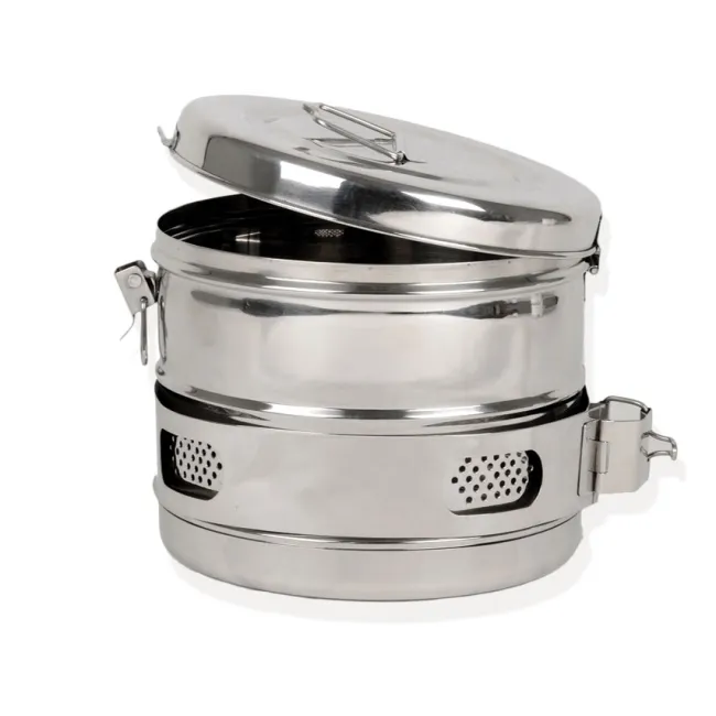 Tambur de sterilizare din inox AISI304, diametru 190 mm, înălțime 160 mm (1 buc)