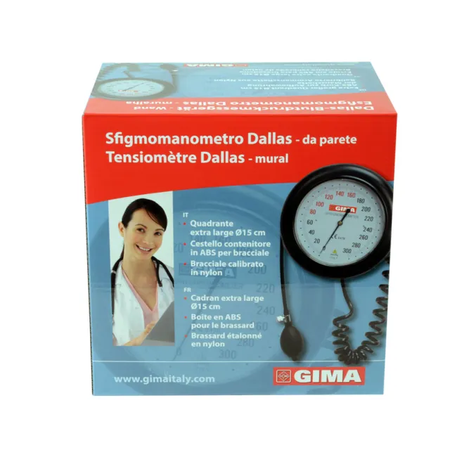 Tensiometru aneroid de perete DALLAS cu cadran mare Ø 147 mm și coș pentru manșetă (1 buc)