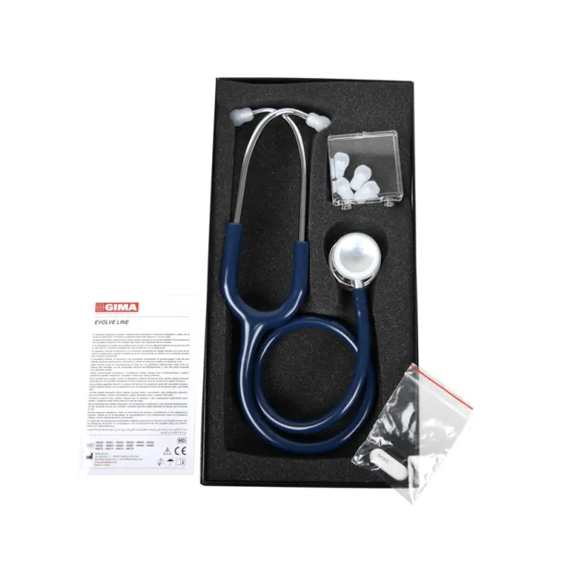 Stetoscop Gima Evolve cu cap dublu, cap lucios, binaural albastru marin, 75 cm (1 buc)