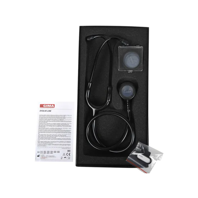 Stetoscop Gima Evolve cu cap dublu, finisaj integral negru (1 buc)