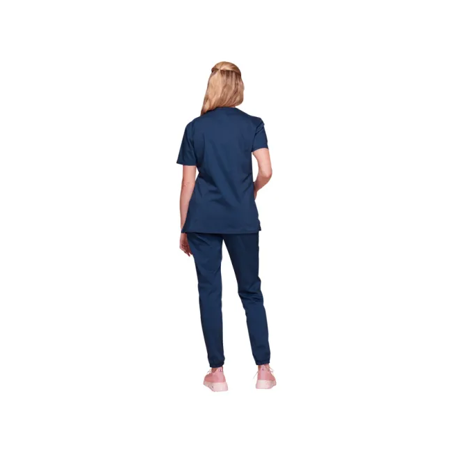 Bluză medicală Cherokee Revolution Mock Wrap pentru femei, mărimea XS, albastru navy
