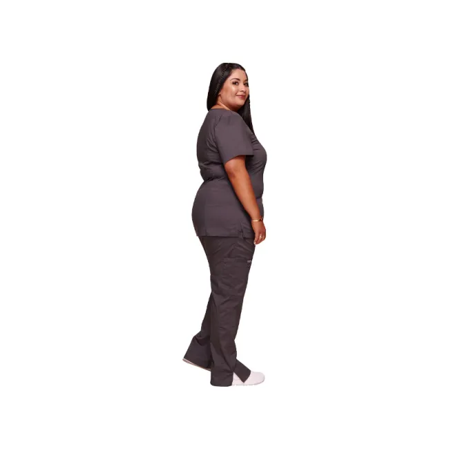 Bluză medicală Cherokee Revolution Mock Wrap pentru femei, mărimea XS, culoare pewter