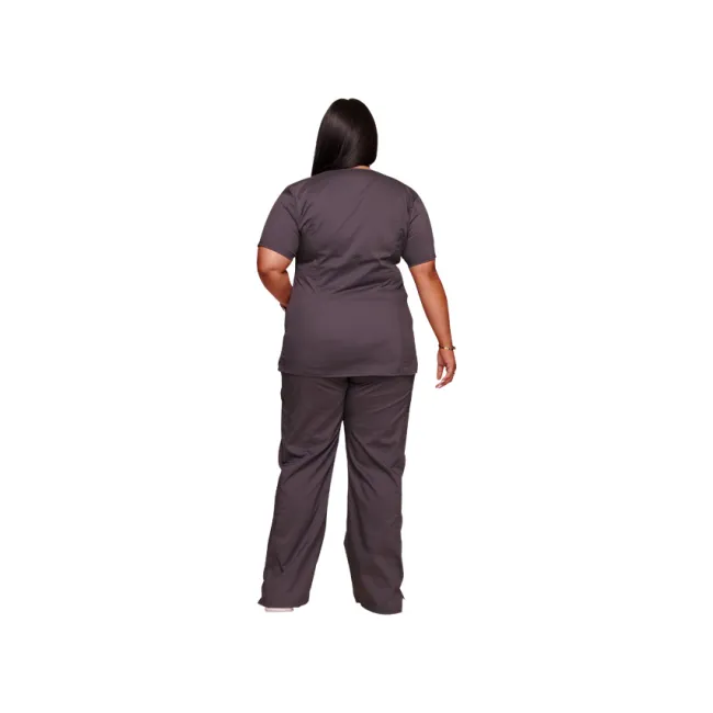 Bluză medicală Cherokee Revolution Mock Wrap pentru femei, mărimea L, culoare pewter