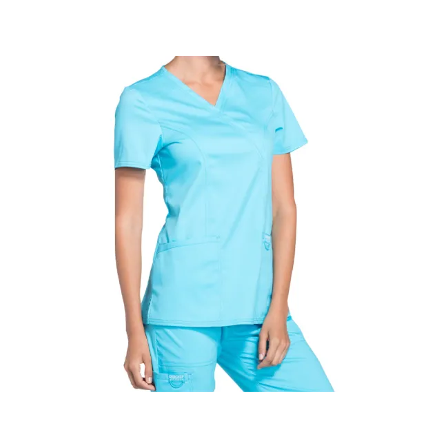 Bluză medicală Cherokee Revolution Mock Wrap pentru femei, mărimea L, turcoaz