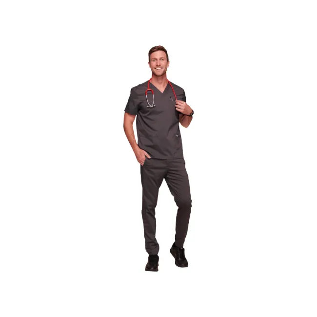 Bluză medicală bărbați Cherokee Revolution cu decolteu în V, mărimea XL, culoare pewter