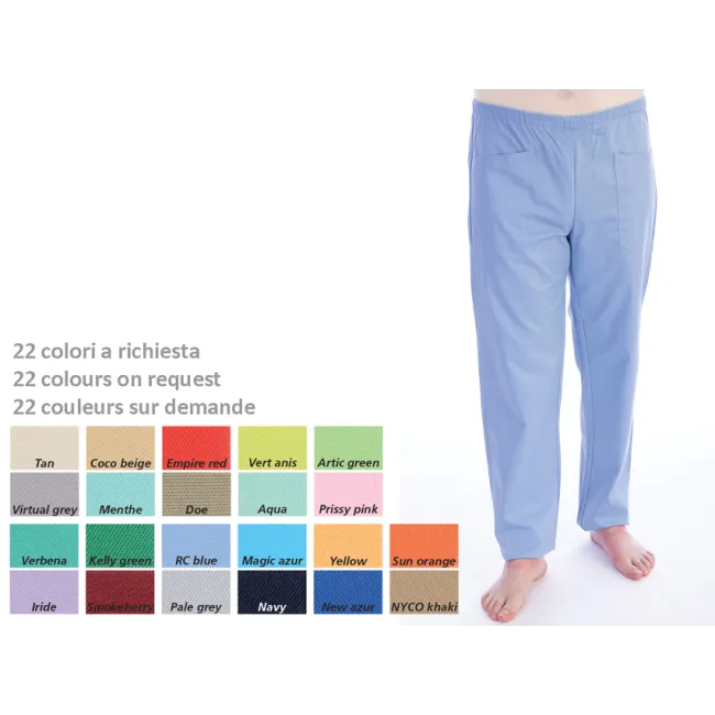 Pantaloni medicali unisex bumbac/poliester mărimea S, culoare la cerere, talie elastică, 3 buzunare (1 buc)