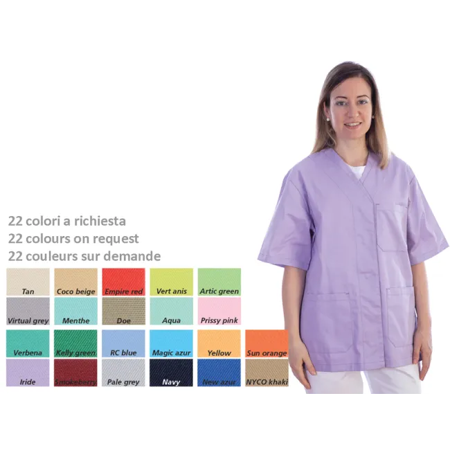 Halat medical damă cu capse ascunse, mânecă scurtă, bumbac/poliester, mărimea XS (1 buc)