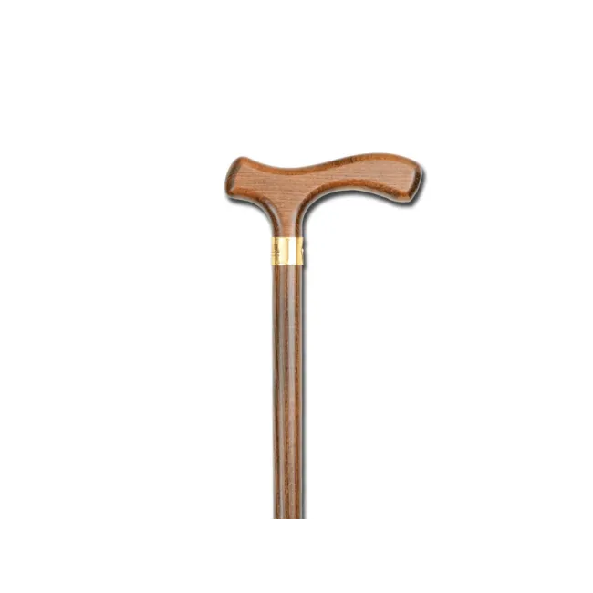 Baston din lemn de fag Raffaello cu mâner în T pentru bărbați, maro, 92 cm (1 buc)