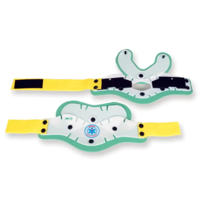 Guler cervical de prim ajutor din două piese pentru gât lat 48–52 cm, galben