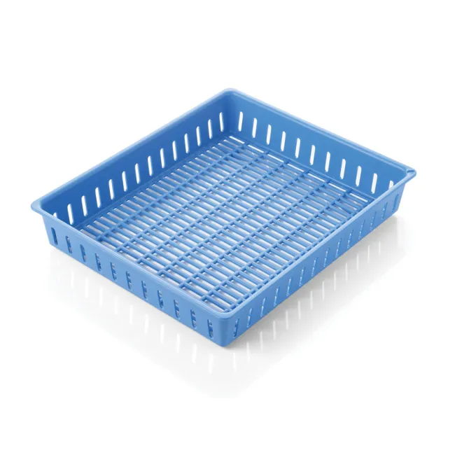 Tavă pentru instrumente cu bază și laturi din plasă 300 × 250 × 52 mm, polipropilen autoclavabil (1 buc)
