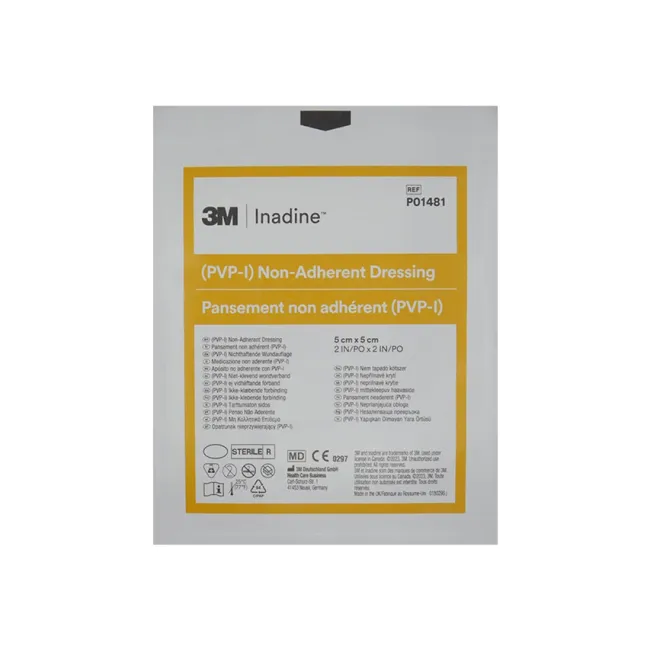 Pansament antimicrobian Inadine 3M cu iodopovidonă 10%, 5 × 5 cm (cutie 25 buc)