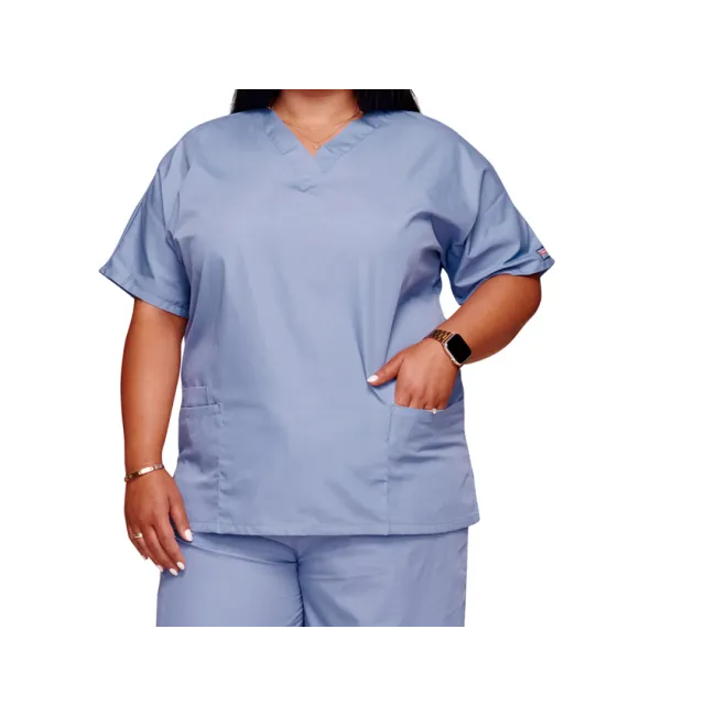 Bluză medicală Cherokee Originals cu decolteu în V pentru femei, mărimea XL, culoare ciel