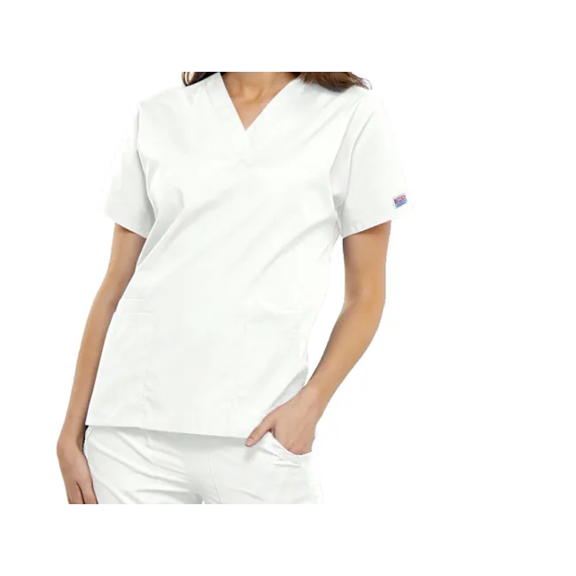 Bluză medicală Cherokee Originals cu decolteu în V pentru femei, mărimea XS, culoare albă