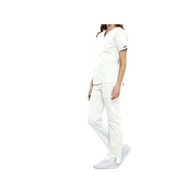 Bluză medicală Cherokee Originals cu decolteu în V pentru femei, mărimea L, culoare albă