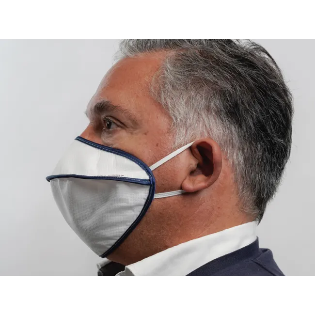 Mască chirurgicală reutilizabilă Mycroclean Adult BFE 99,8%, 2 straturi, alb-albastru, cu clemă nazală (1 buc)