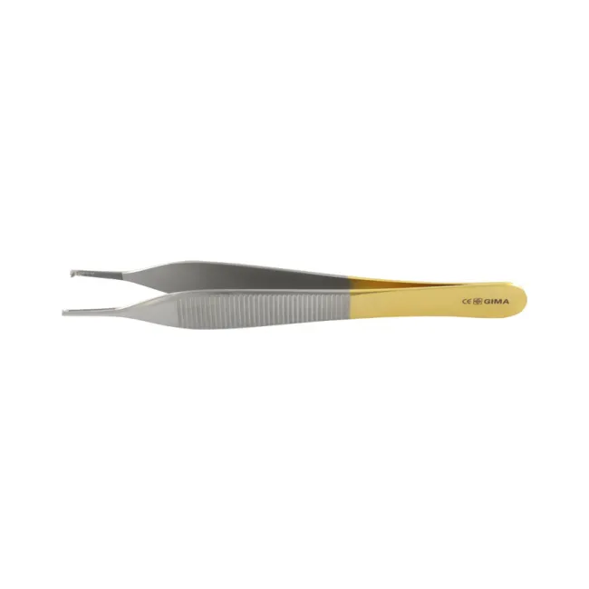 Pensă Adson cu dinți 1×2 și carbură de tungsten Gold Line, 12 cm (1 buc)