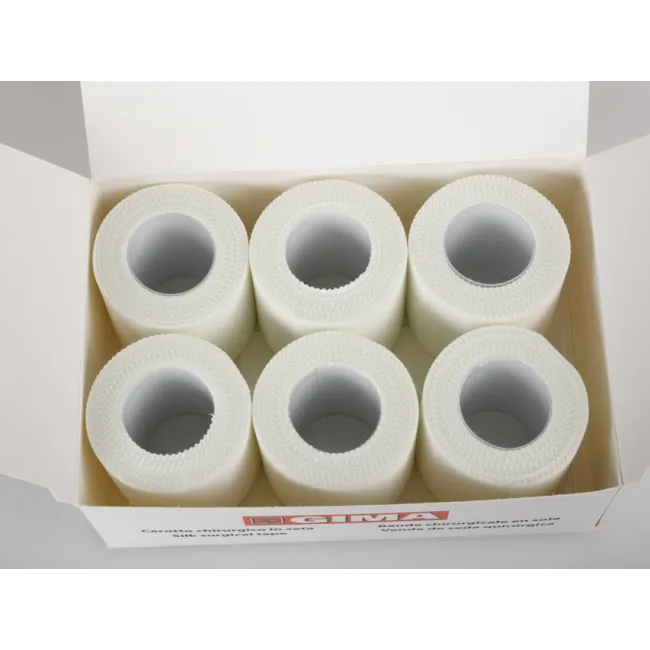 Leucoplast chirurgical din mătase 10 m × 5 cm, alb (cutie 6 buc)
