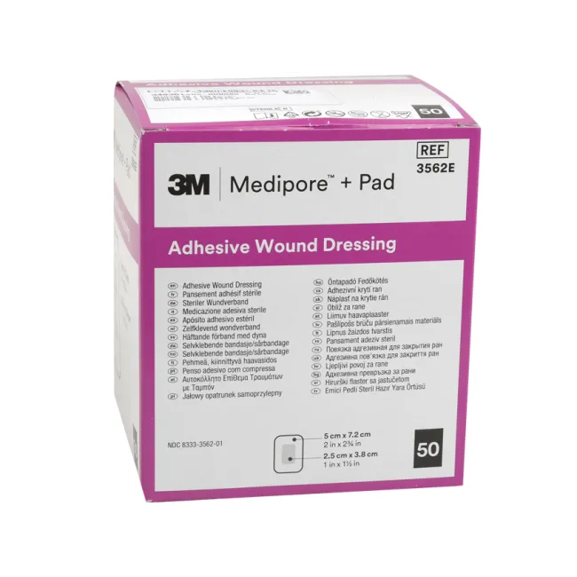 Pansament adeziv steril Medipore 3M + Pad 5 × 7 cm, cu compresă neaderentă (cutie 50 buc)