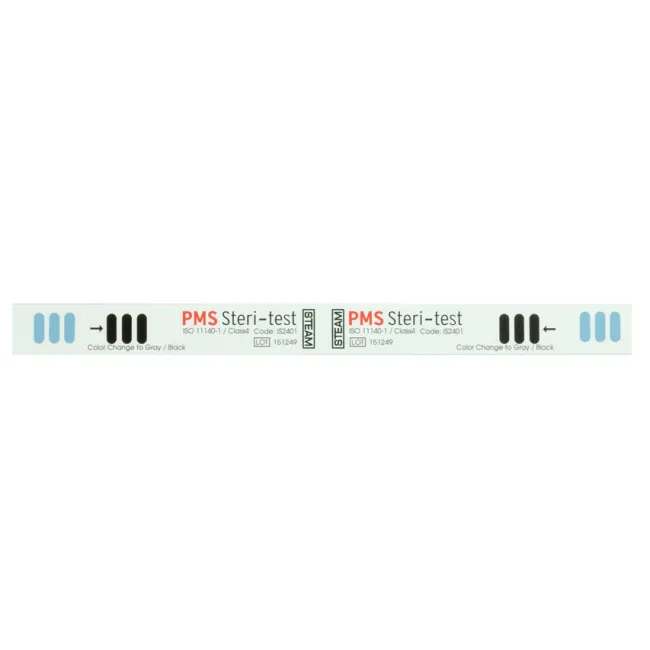 Benzi indicator chimic Clasa 4 pentru sterilizare cu abur 134°C, dual (cutie 250 buc)