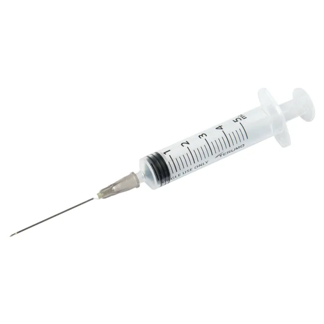 Seringi sterile Terumo cu ac preconectat 5 ml, 22G × 1½″ (0,7 × 38 mm) (cutie 100 buc)